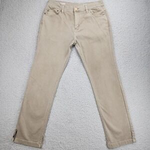 Mugsy X La Matera Jeans Mens 34x30 Tan Slim Straight Stretch Denim Ankle Zip